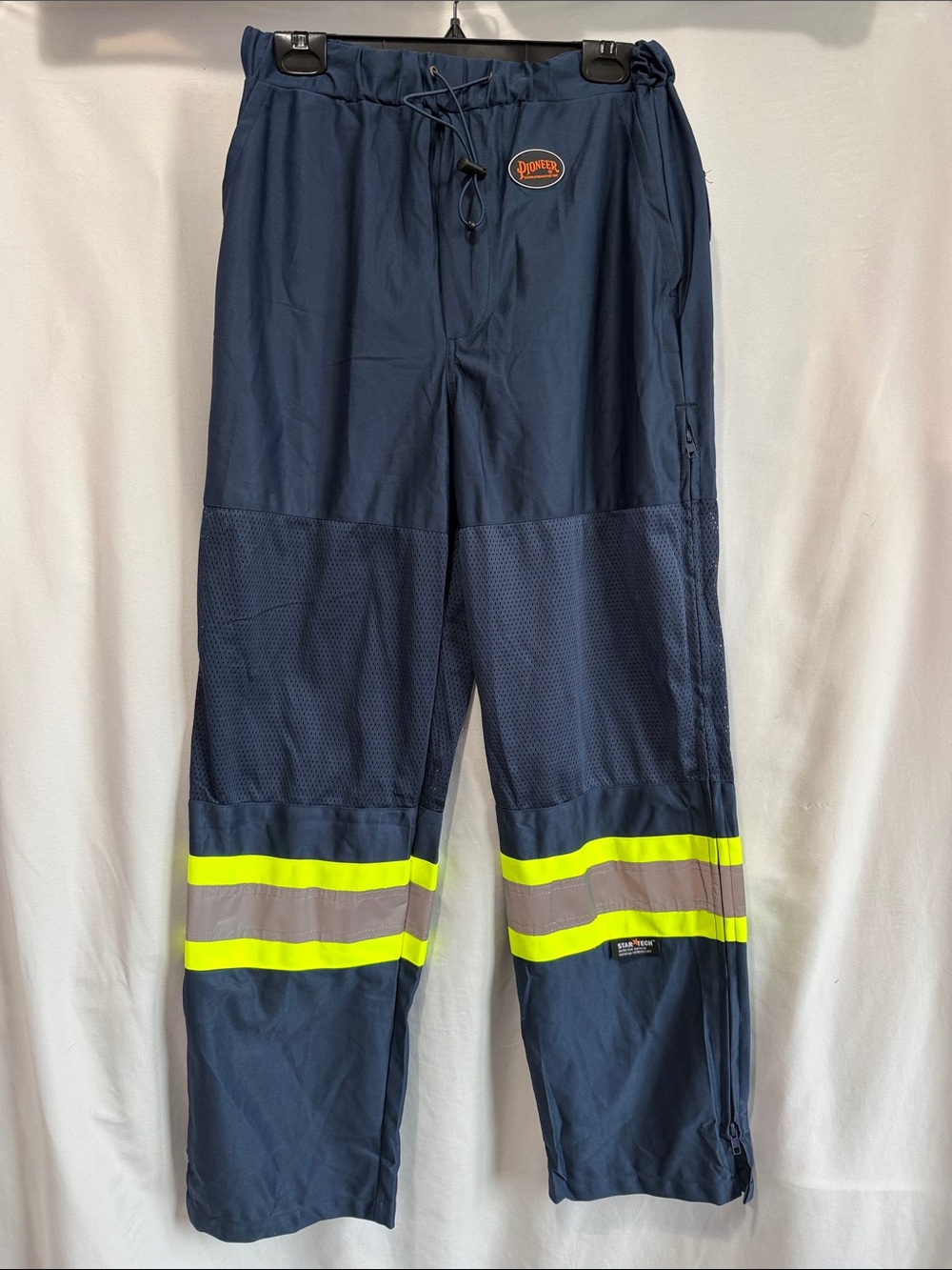 PIONEER Navy Blue High-Visibility Cargo Work Pants with Reflective Stripes